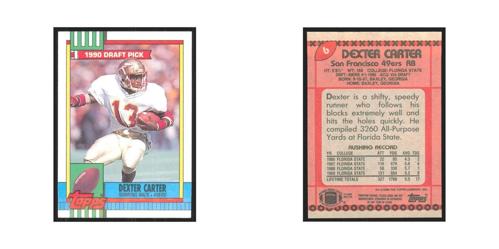 1990 Topps Dexter Carter RC 49ers #6