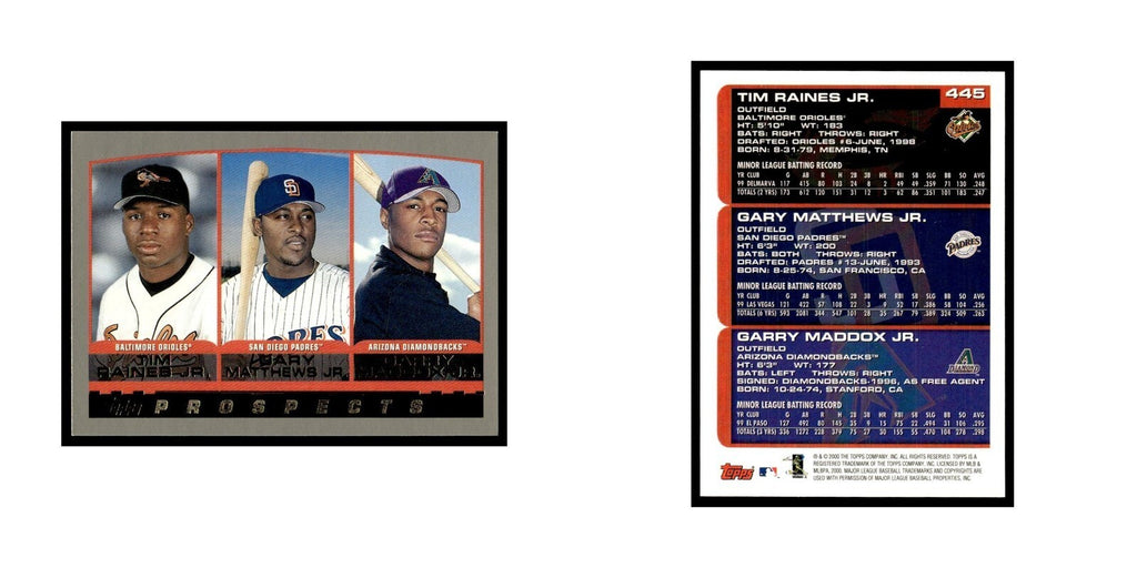 Tim Raines Jr. Gary Matthews Jr. Garry Maddox Jr. Rookie 2000 Topps #445 NM