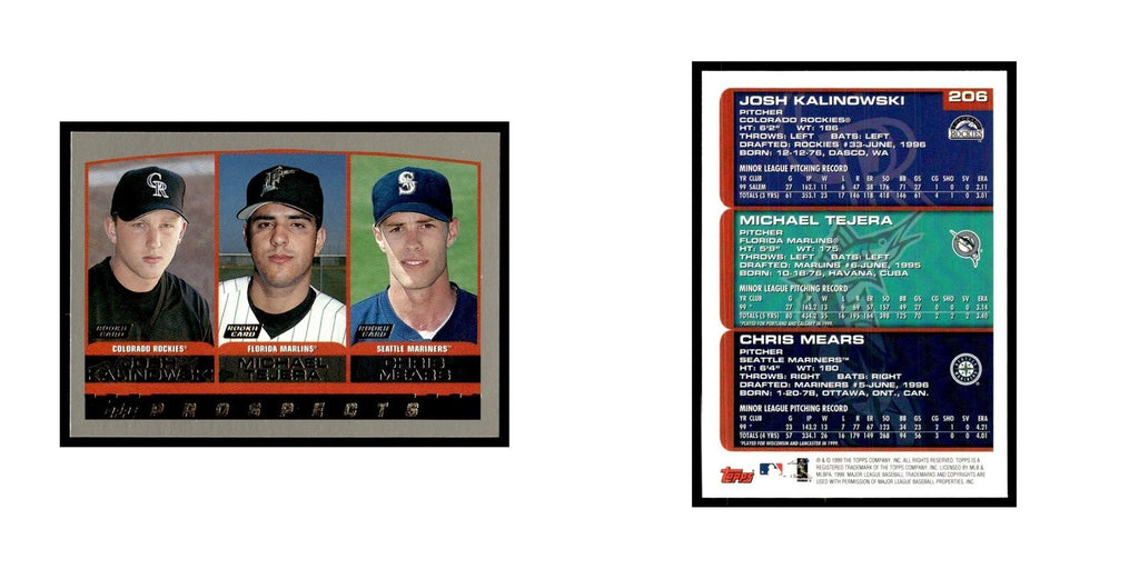 Josh Kalinowski Michael Tejera Chris Mears Rookie 2000 Topps #206 NM