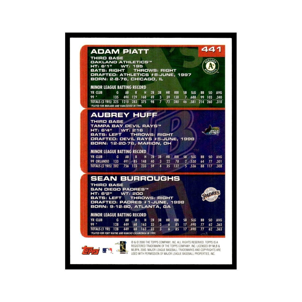 Adam Piatt Aubrey Huff Sean Burroughs 2000 Topps #441 Baseball Card NM