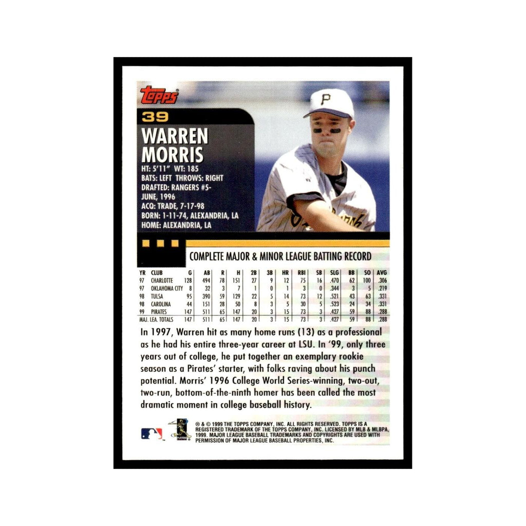 Warren Morris 2000 Topps #39 Pittsburgh Pirates Baseball Card NM