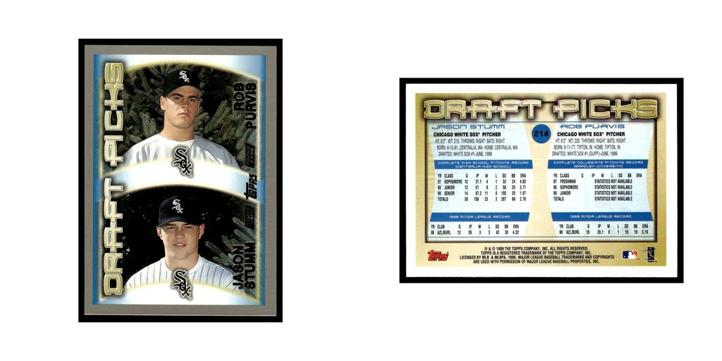 Rob Purvis Jason Stumm Rookie 2000 Topps #214 Chicago White Sox Baseball Card NM