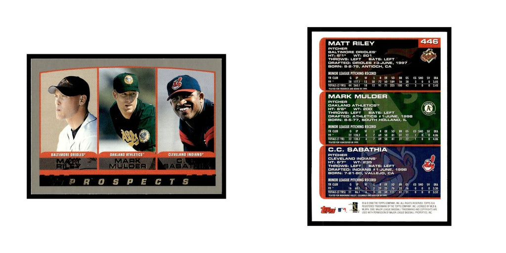Matt Riley Mark Mulder C.C. Sabathia 2000 Topps #446 Baseball Card NM