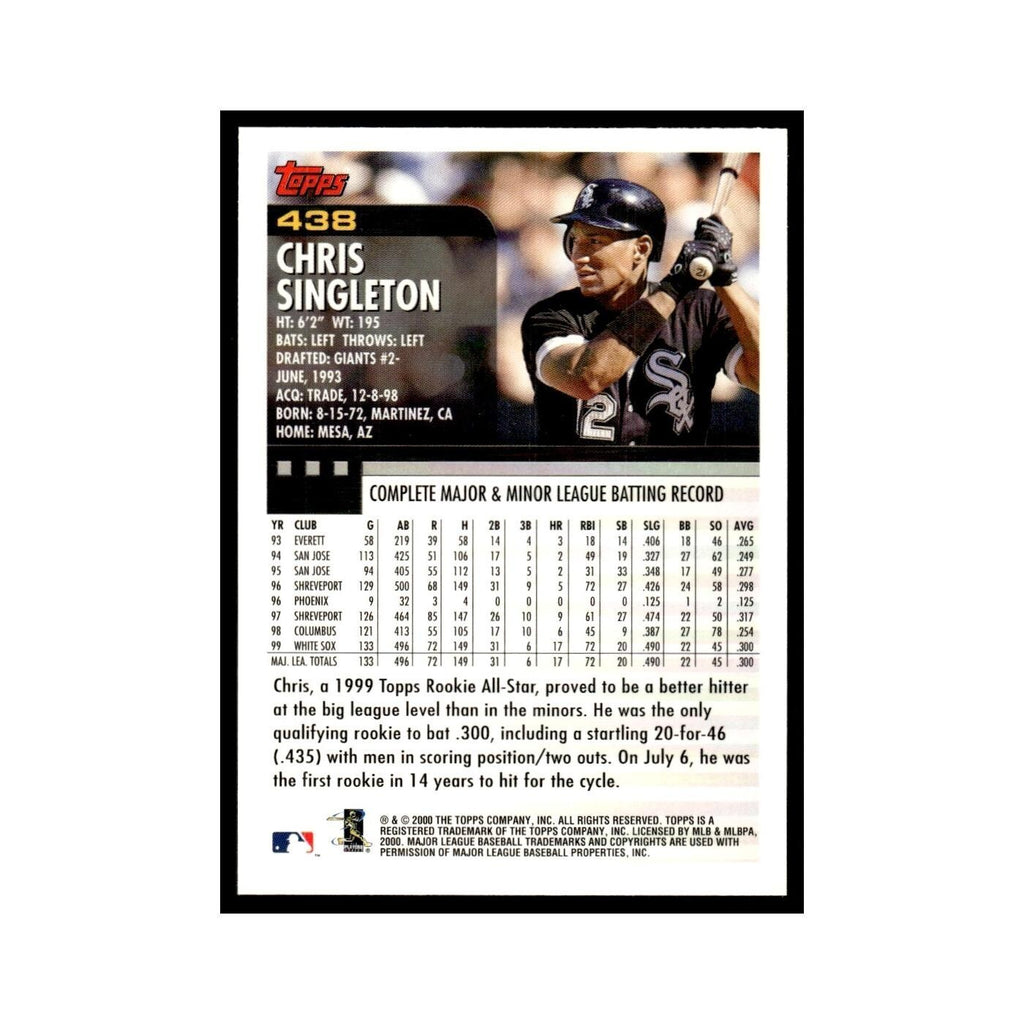 Chris Singleton 2000 Topps #438 Chicago White Sox Baseball Card NM