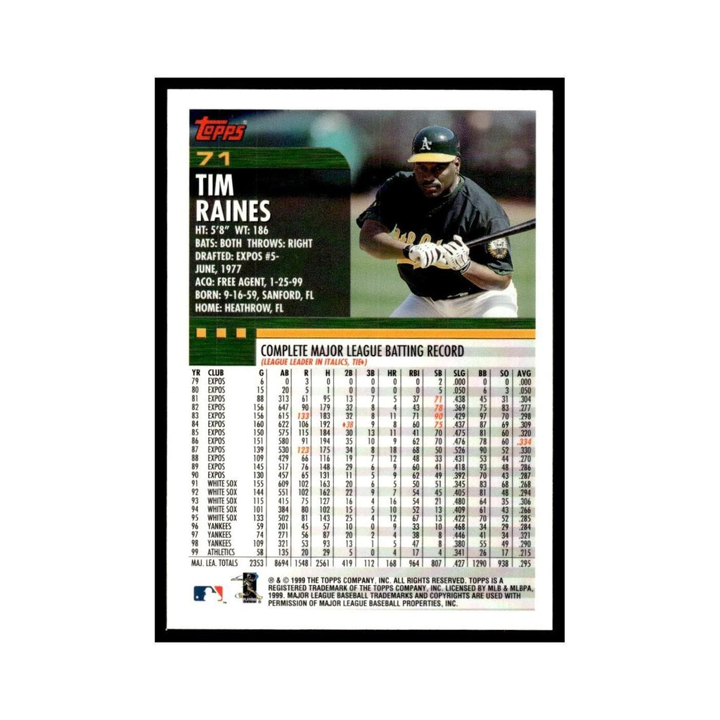 Tim Raines 2000 Topps #71 Oakland Athletics Baseball Card NM