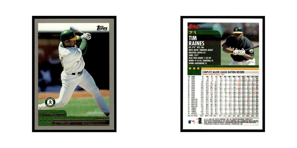 Tim Raines 2000 Topps #71 Oakland Athletics Baseball Card NM