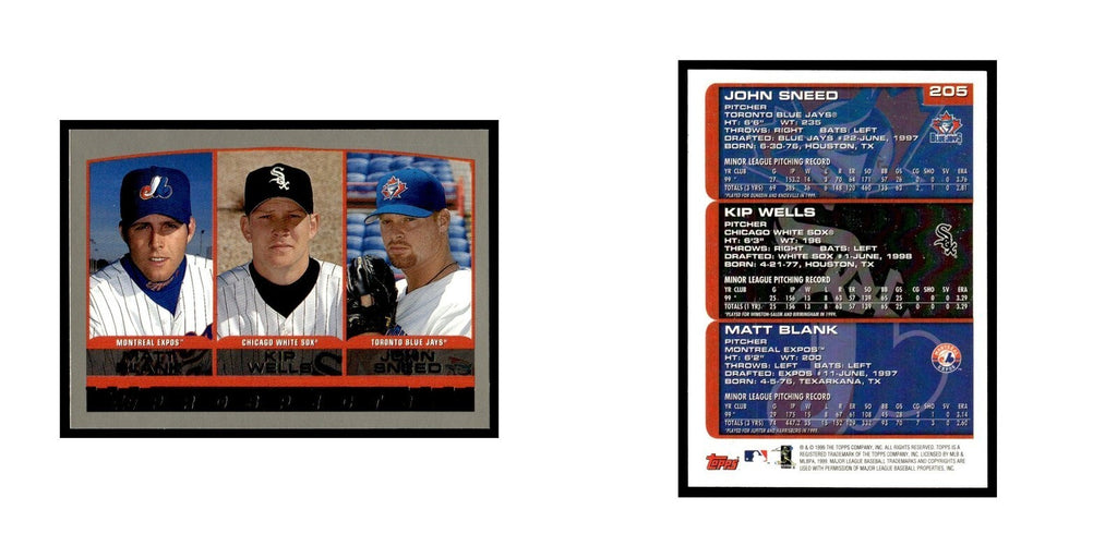Matt Blank Kip Wells John Sneed 2000 Topps #205 Baseball Card NM