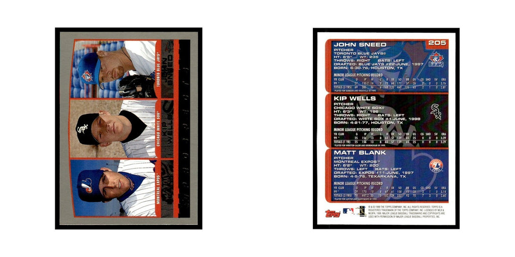 Matt Blank Kip Wells John Sneed Rookie 2000 Topps #205 Baseball Card NM