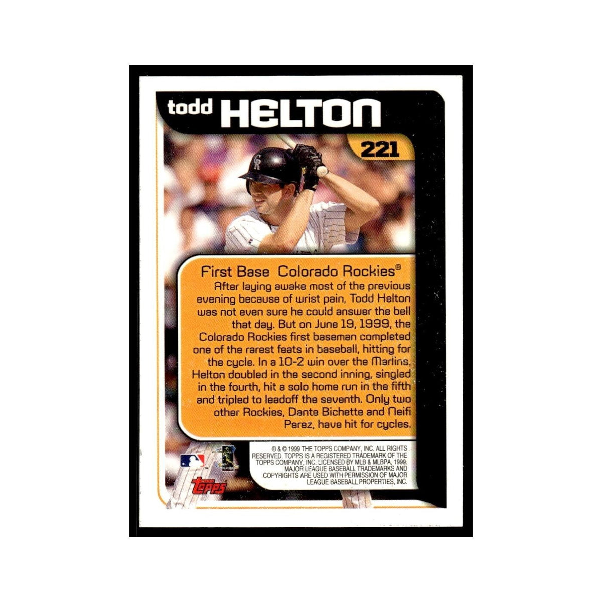 Todd Helton 2000 Topps #221 Colorado Rockies Baseball Card NM