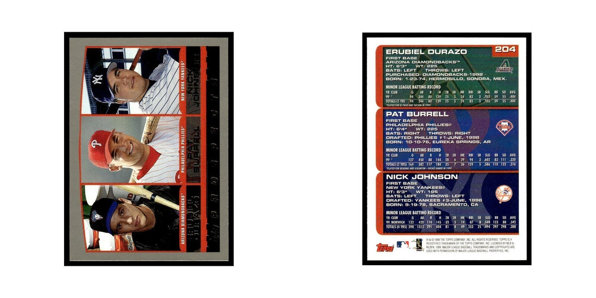 Erubiel Durazo Pat Burrell Nick Johnson 2000 Topps #204 Baseball Card NM