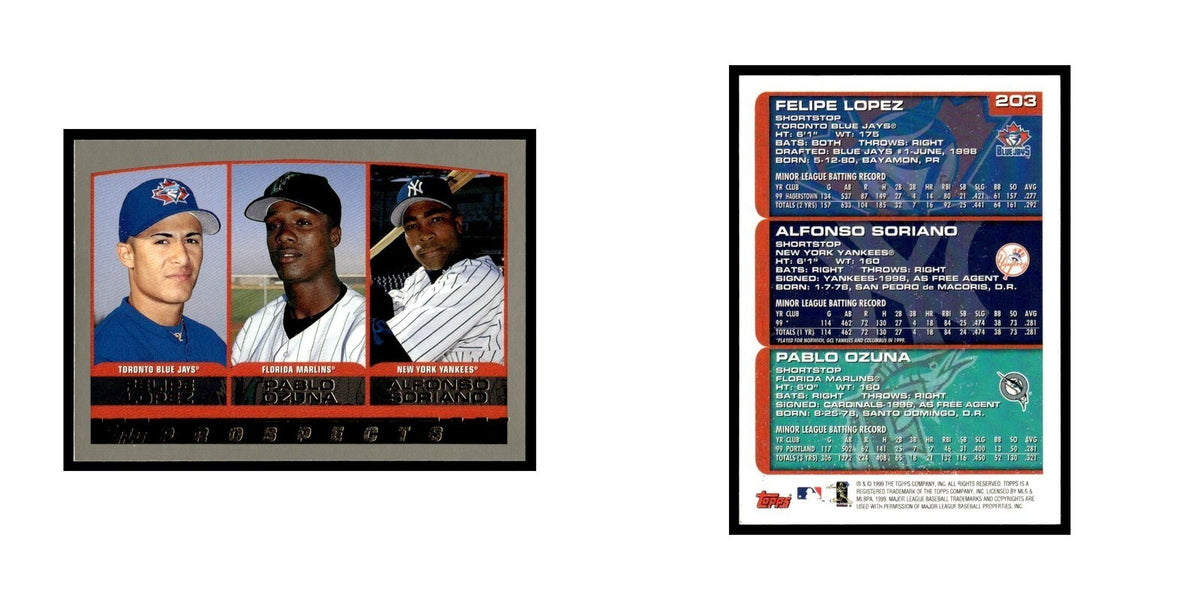 Felipe Lopez Pablo Ozuna Alfonso Soriano 2000 Topps #203 Baseball Card NM