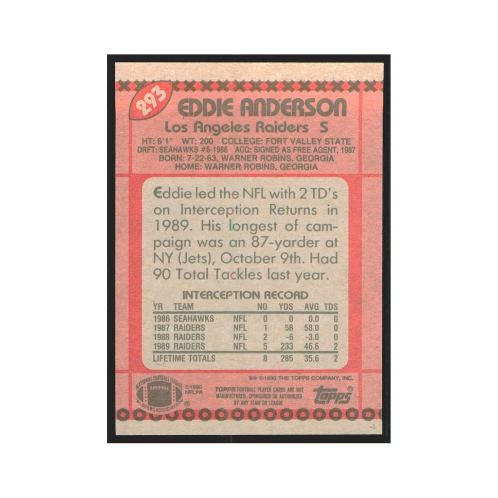 1990 Topps Eddie Anderson Los Angeles Raiders #293