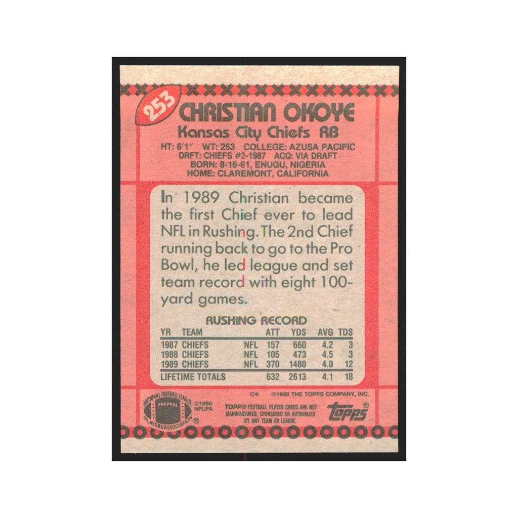 1990 Topps Christian Okoye Chiefs #253