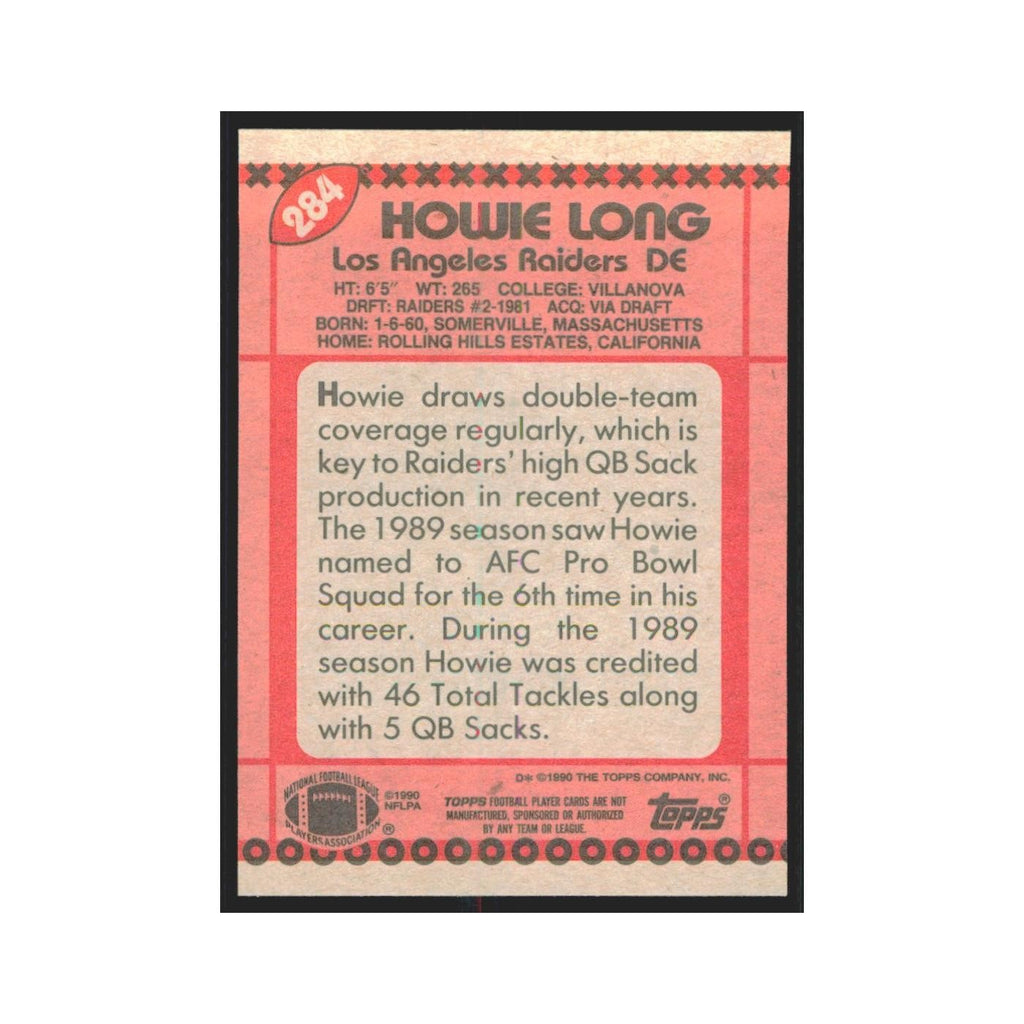 1990 Topps Howie Long Los Angeles Raiders #284