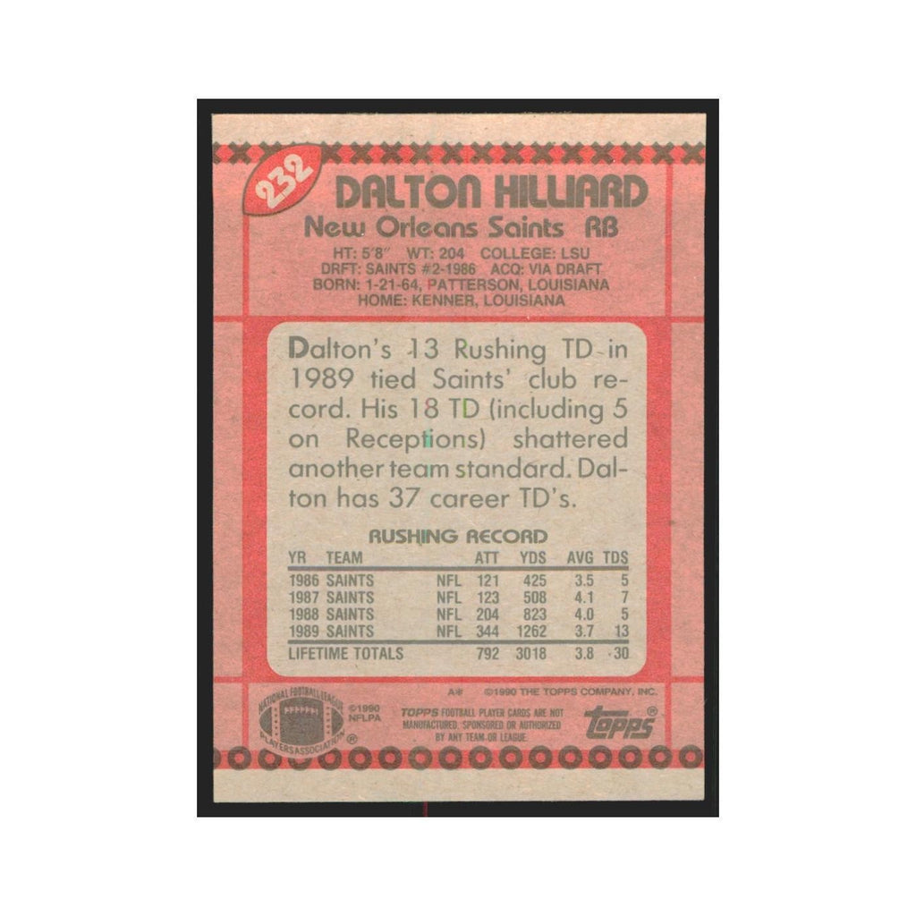 1990 Topps Dalton Hilliard Saints #232