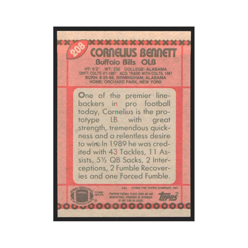 1990 Topps Cornelius Bennett Bills #208