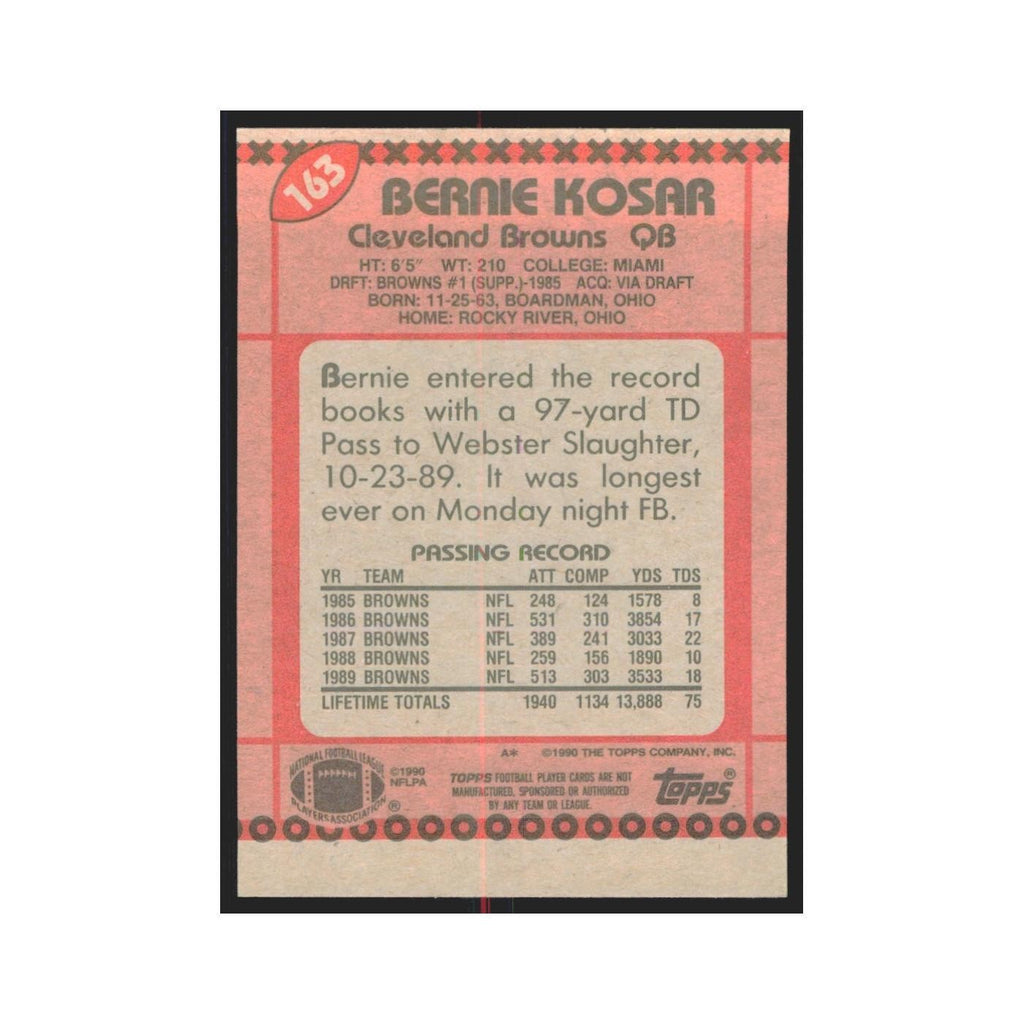 1990 Topps Bernie Kosar Browns #163