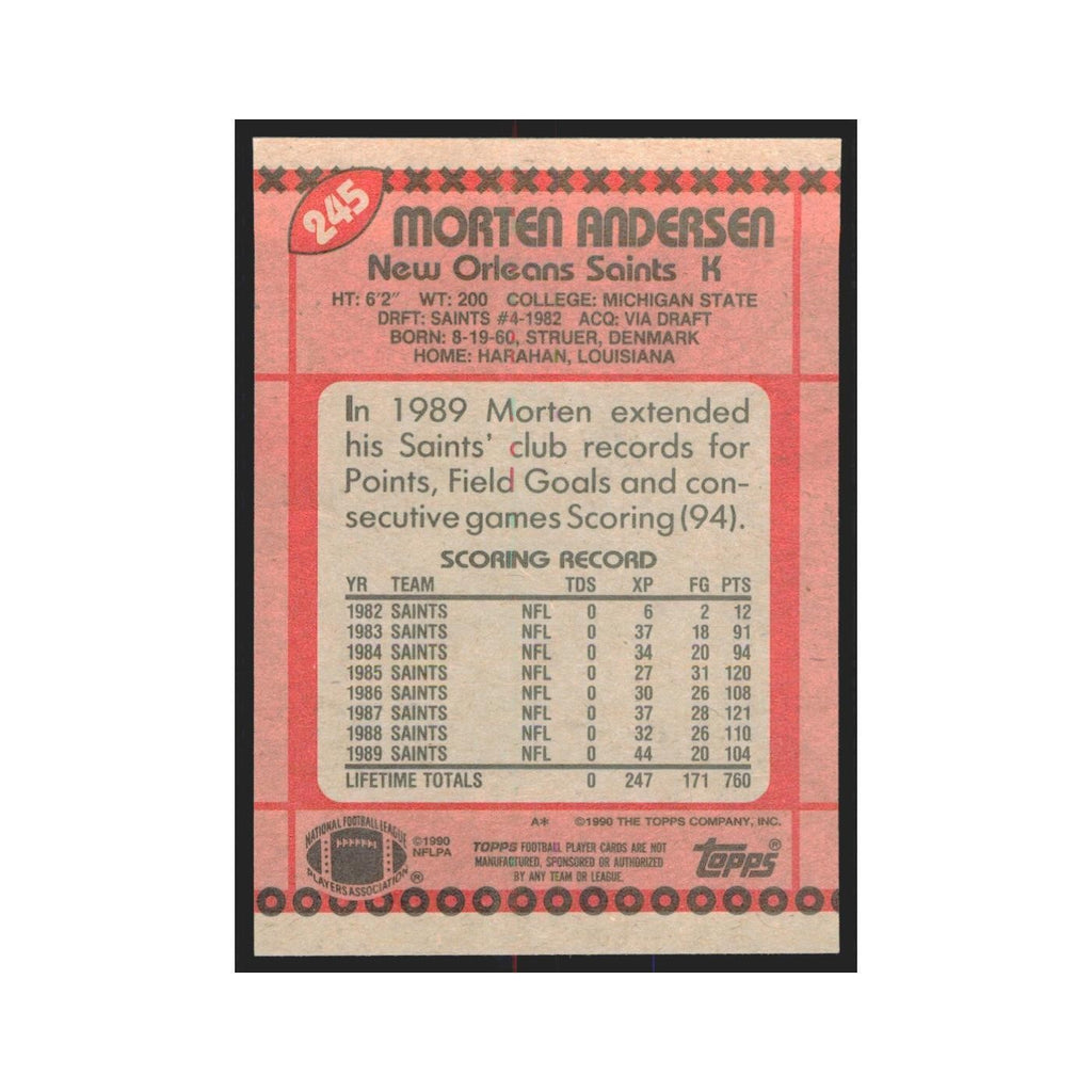 1990 Topps Morten Andersen Saints #245