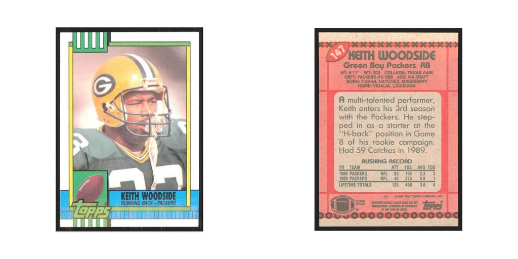 1990 Topps Keith Woodside Packers #147