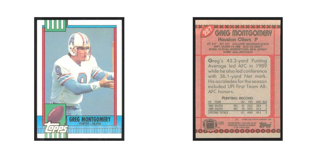 1990 Topps Greg Montgomery RC Houston Oilers #227