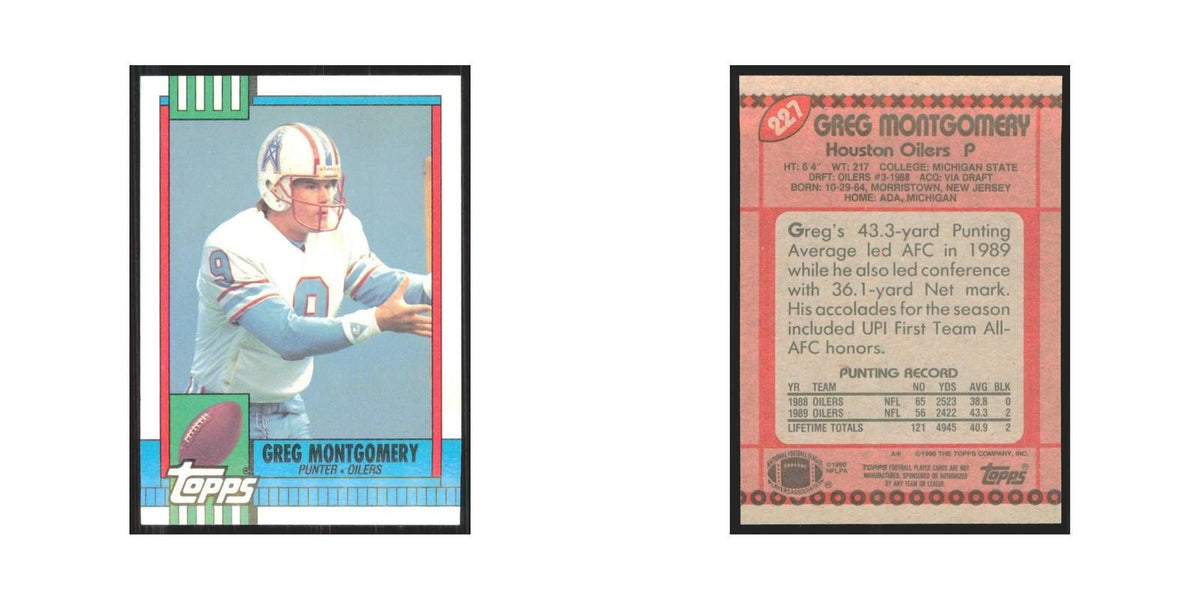 1990 Topps Greg Montgomery RC Houston Oilers #227