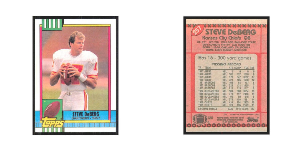 1990 Topps Steve DeBerg Chiefs #257