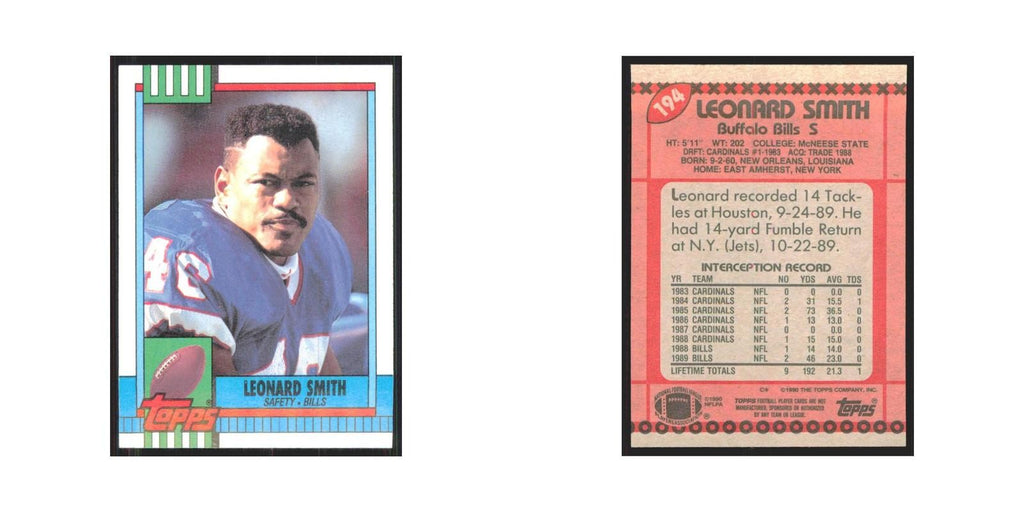 1990 Topps Leonard Smith Bills #194