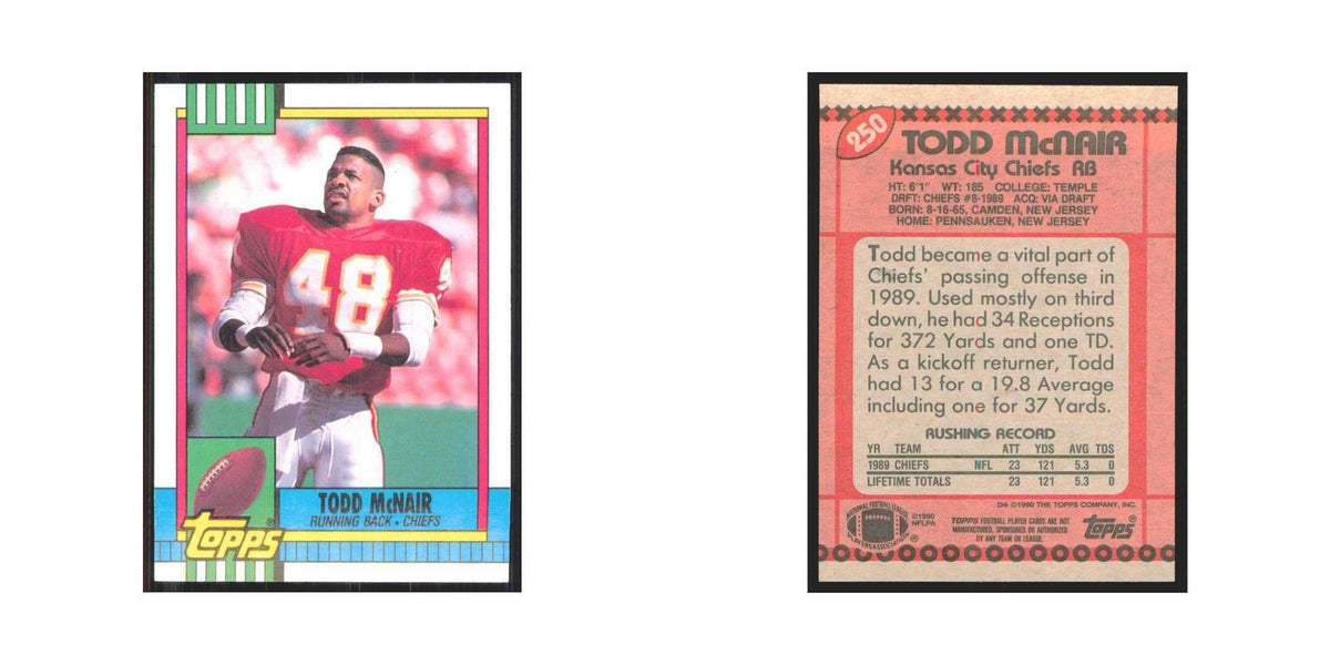 1990 Topps Todd McNair RC Chiefs #250