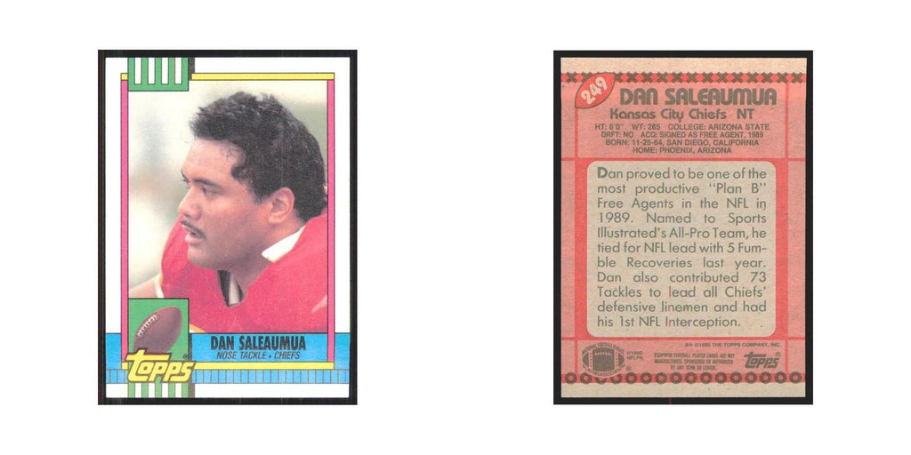 1990 Topps Dan Saleaumua Chiefs #249