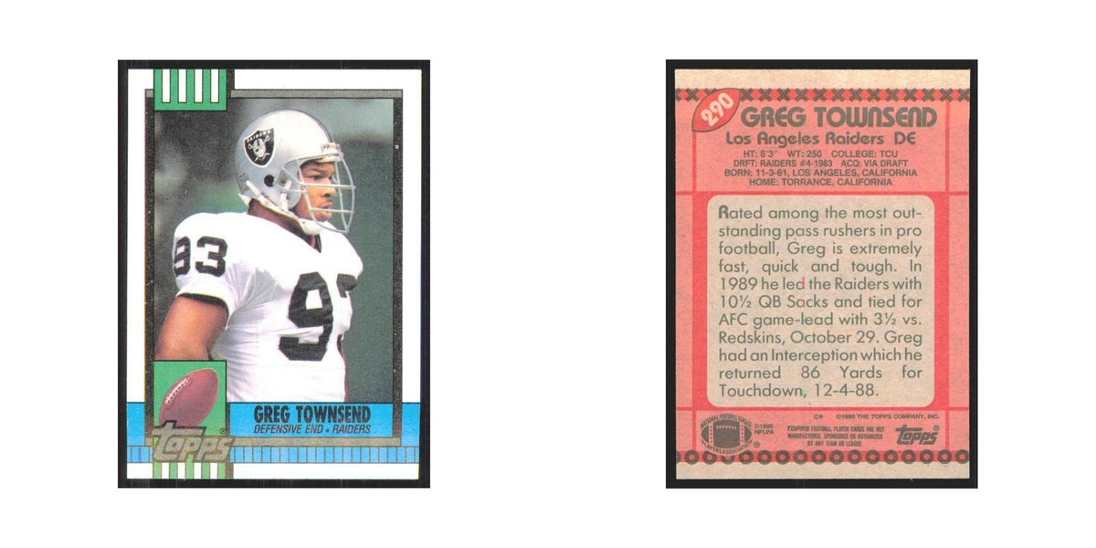 1990 Topps Greg Townsend Los Angeles Raiders #290