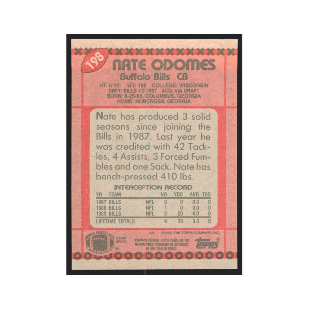 1990 Topps Nate Odomes Bills #198