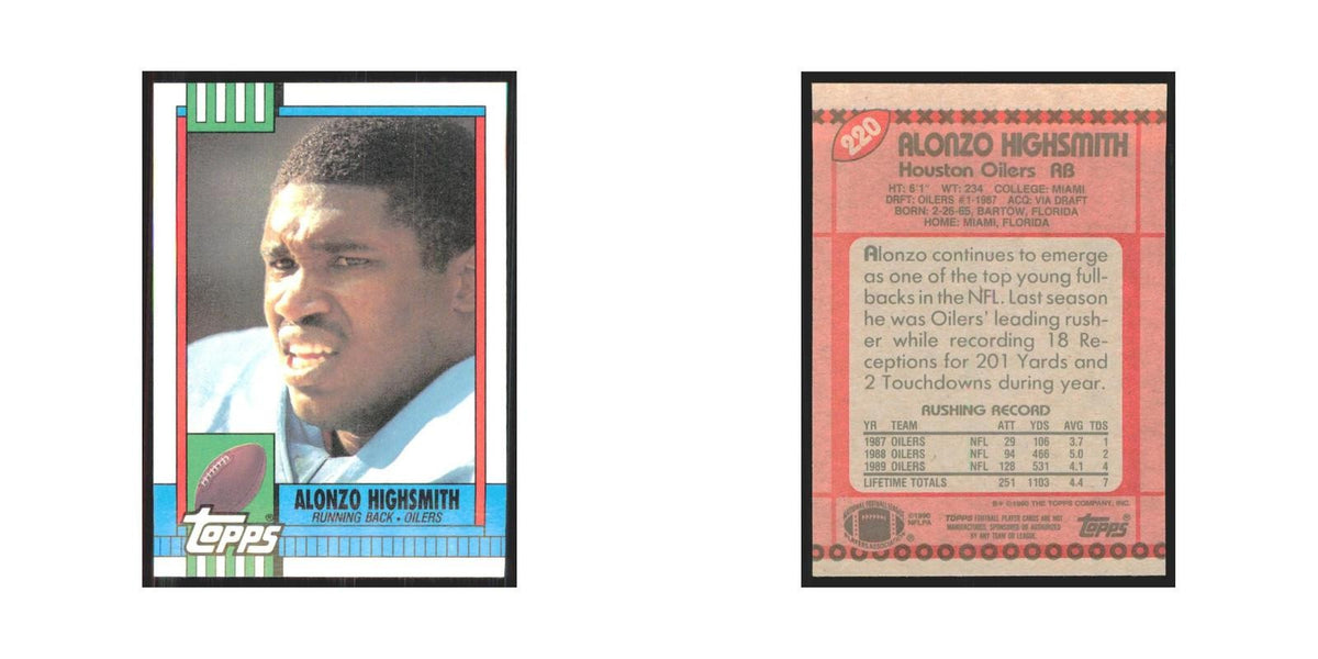 1990 Topps Alonzo Highsmith Houston Oilers #220