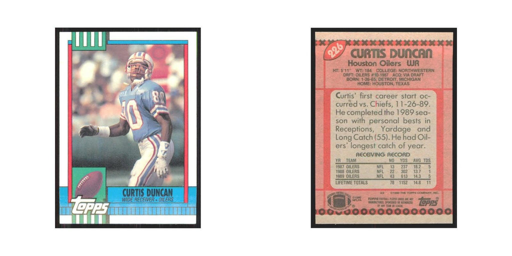 1990 Topps Curtis Duncan Houston Oilers #226