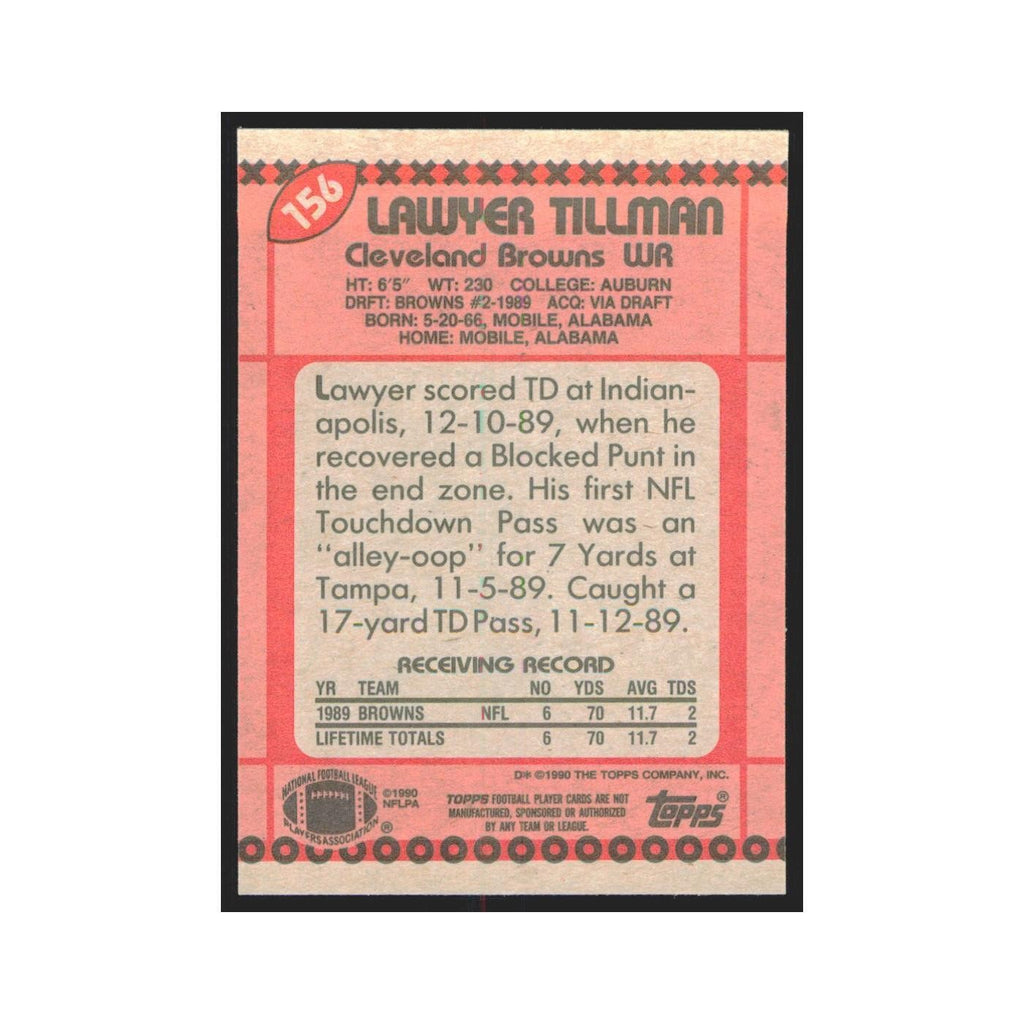 1990 Topps Lawyer Tillman RC Browns #156