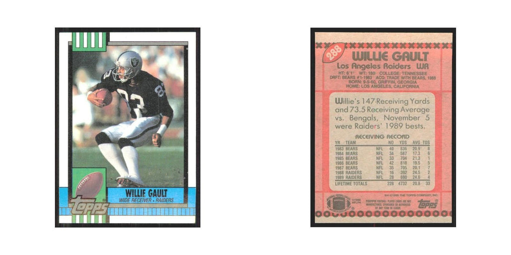 1990 Topps Willie Gault Los Angeles Raiders #288