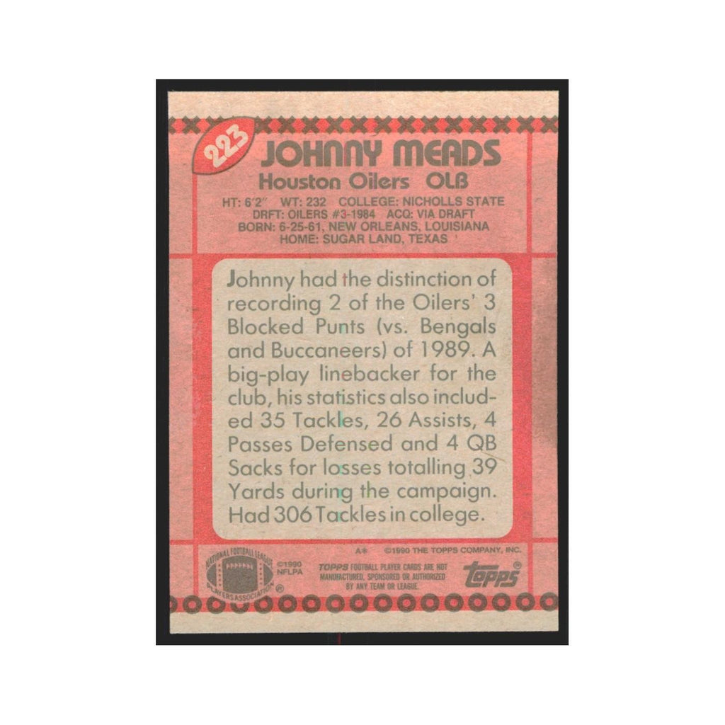 1990 Topps Johnny Meads Houston Oilers #223