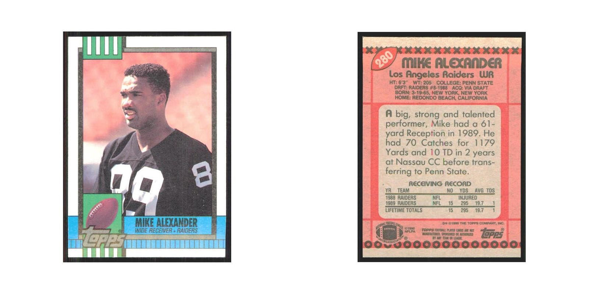 1990 Topps Mike Alexander Los Angeles Raiders #280