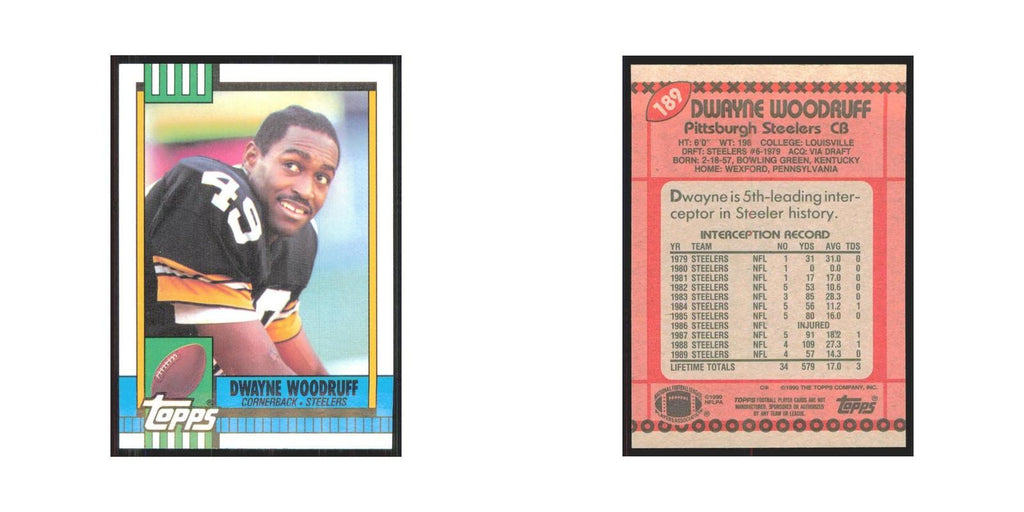 1990 Topps Dwayne Woodruff Steelers #189