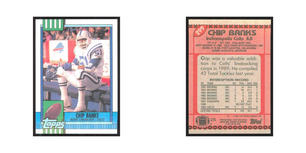 1990 Topps Chip Banks Colts #299
