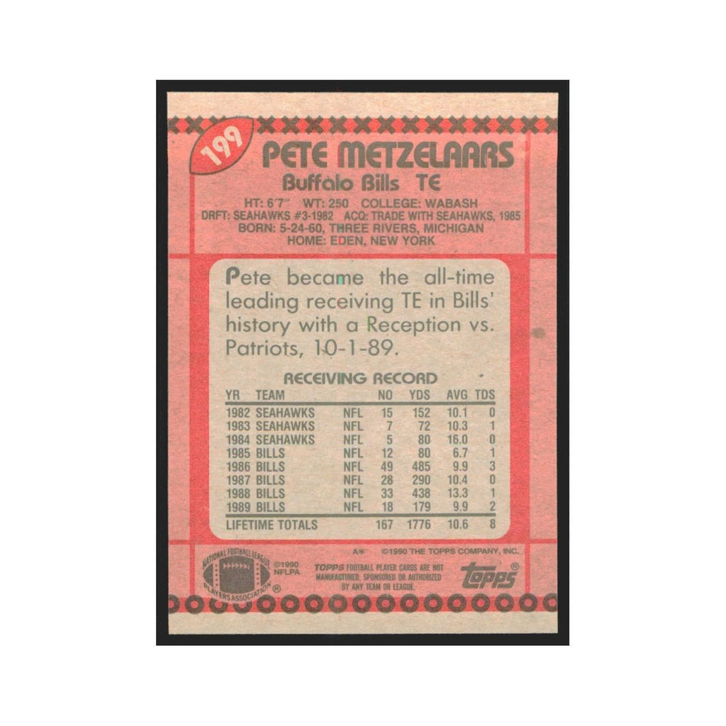 1990 Topps Pete Metzelaars Bills #199