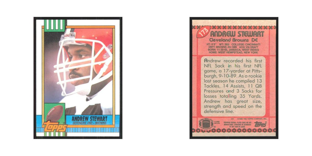 1990 Topps Andrew Stewart RC Browns #173