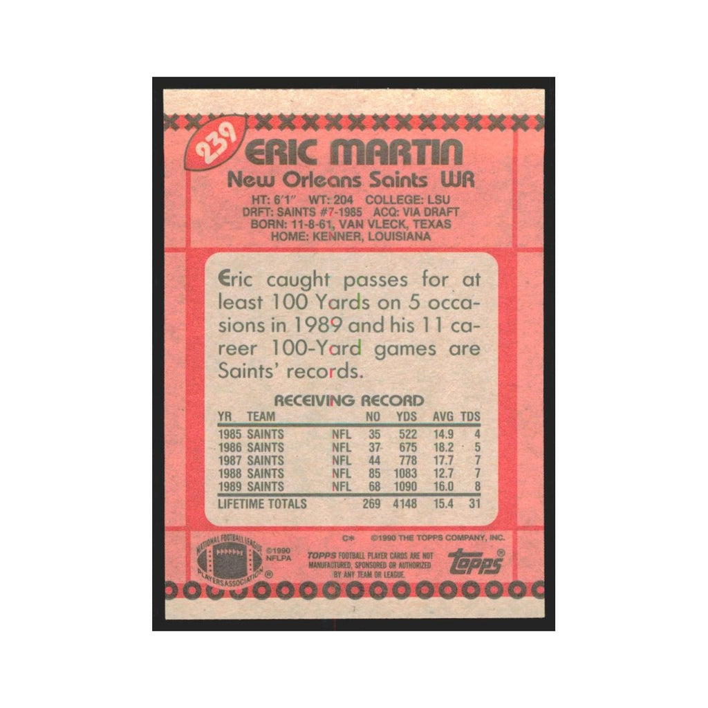 1990 Topps Eric Martin Saints #239