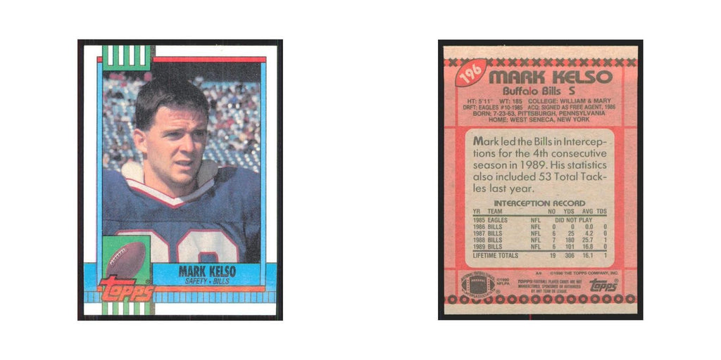 1990 Topps Mark Kelso Bills #196