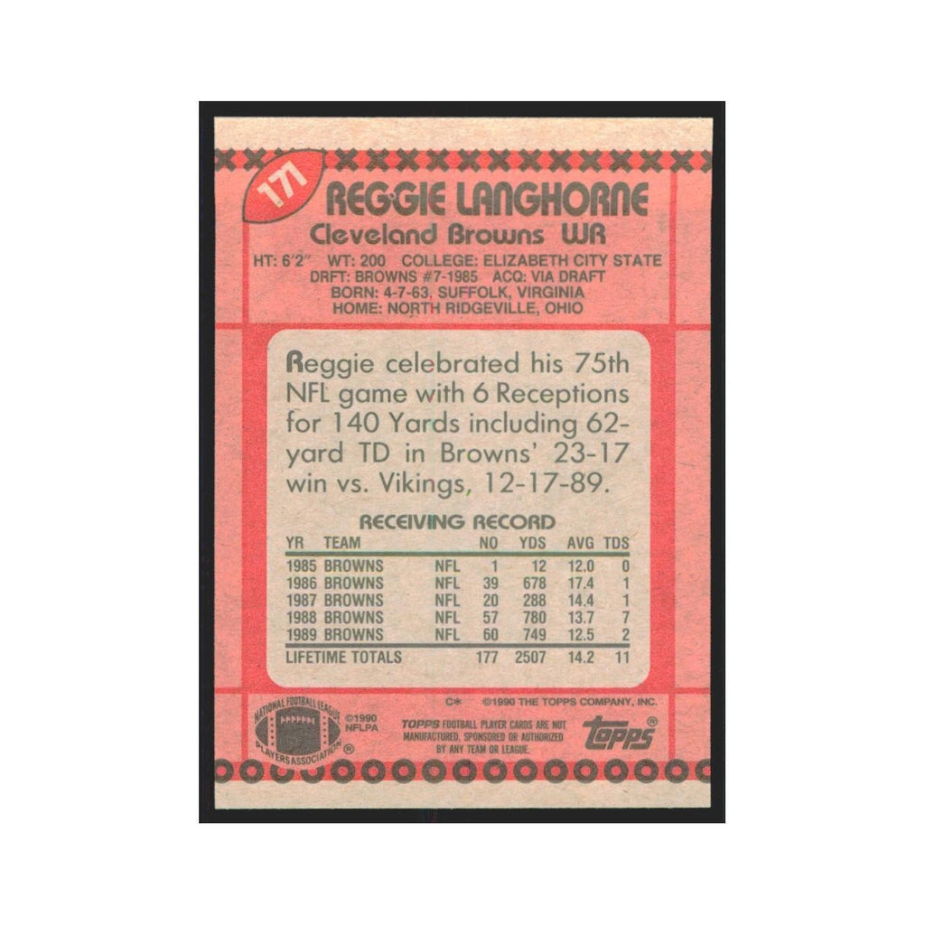 1990 Topps Reggie Langhorne Browns #171