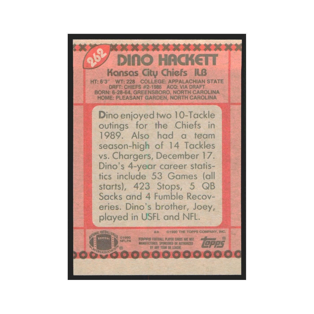 1990 Topps Dino Hackett Chiefs #262