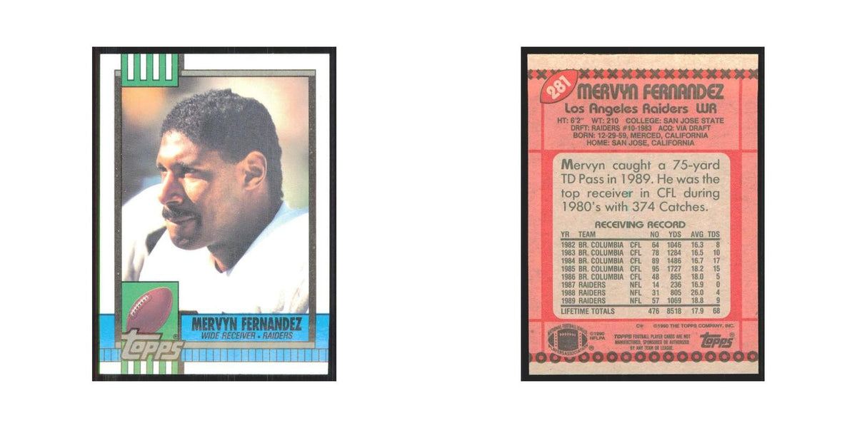1990 Topps Mervyn Fernandez Los Angeles Raiders #281