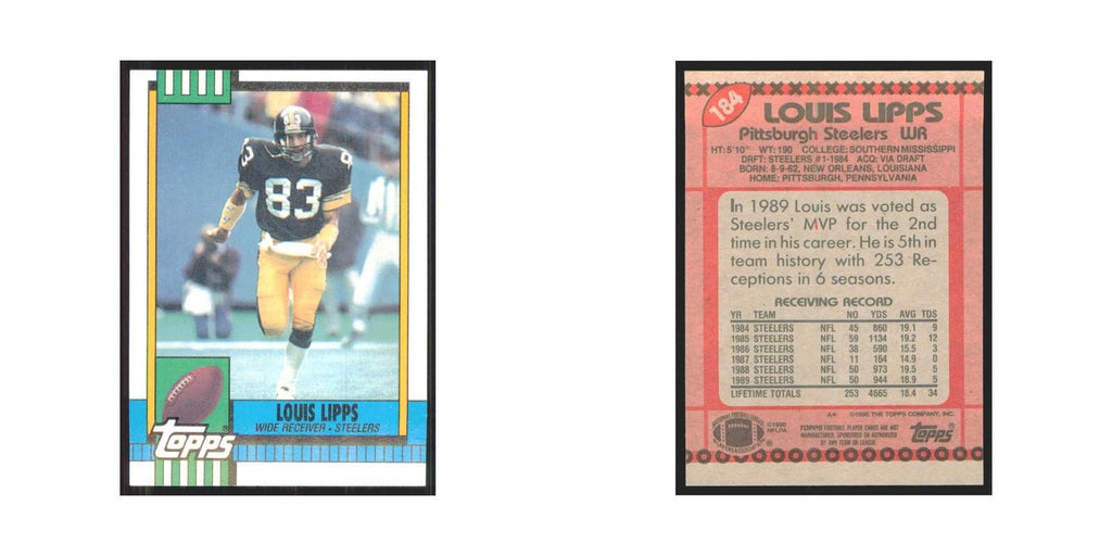 1990 Topps Louis Lipps Steelers #184