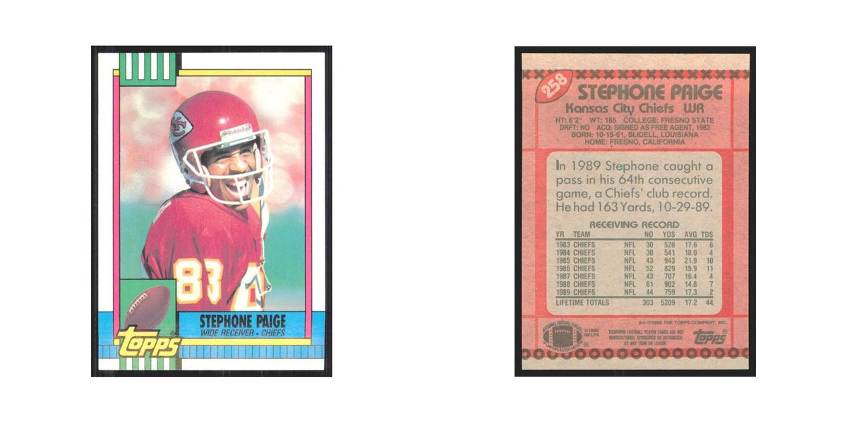 1990 Topps Stephone Paige Chiefs #258