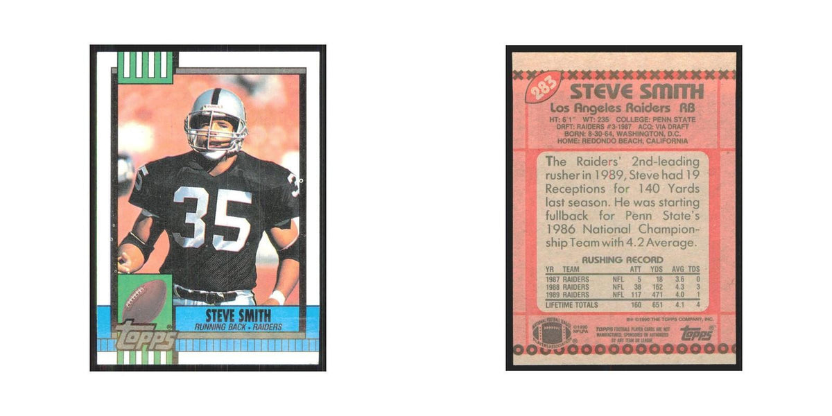 1990 Topps Steve Smith Los Angeles Raiders #283