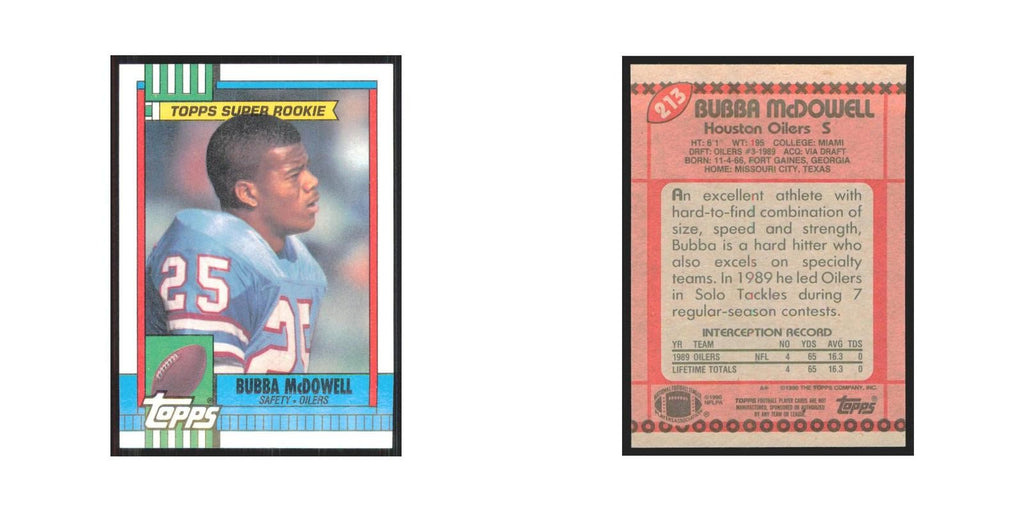 1990 Topps Bubba McDowell Houston Oilers #213